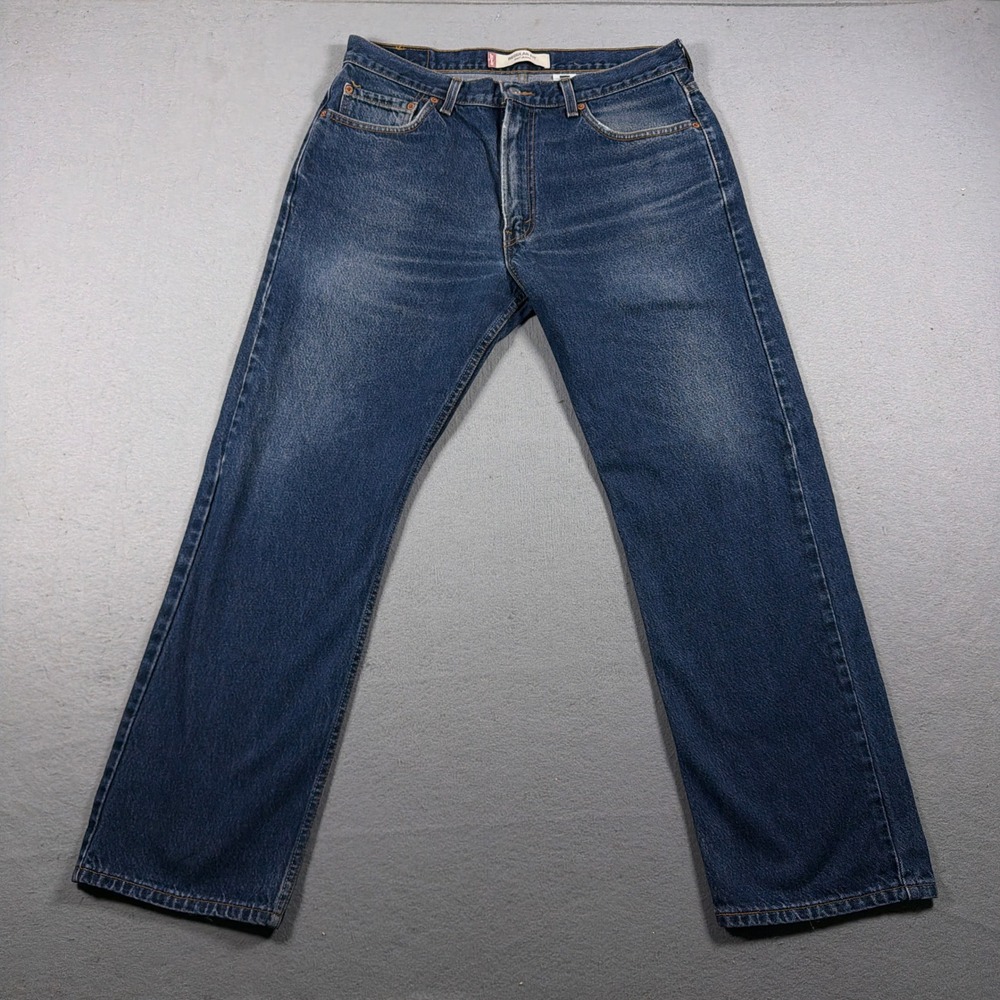 VTG Levis 505 Jeans Men 36x30 Straight Leg Blue Medium Wash Workwear Denim Y2K